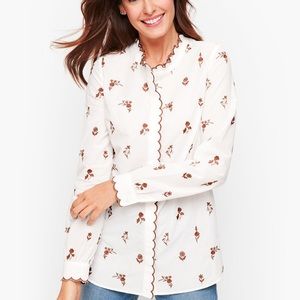 SCALLOP TRIM EMBROIDERED SHIRT